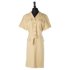 Beige linen and cotton safari's dress Yves Saint Laurent Variation 