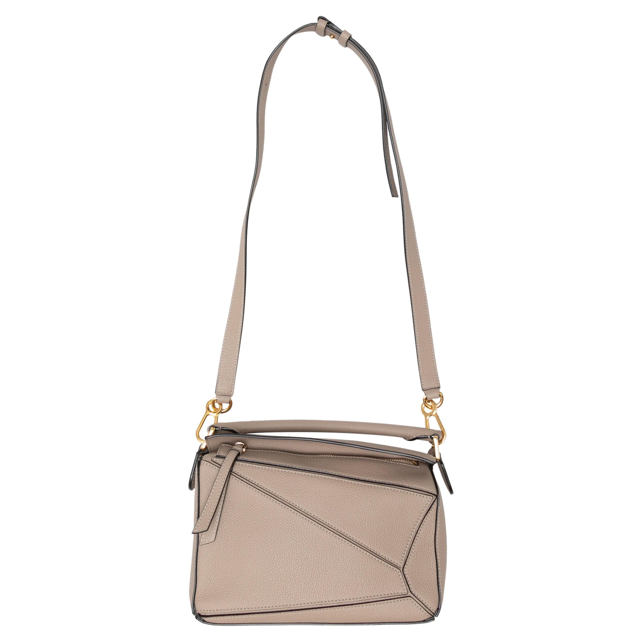 Beige Loewe Small Leather Puzzle Crossbody Bag For Sale