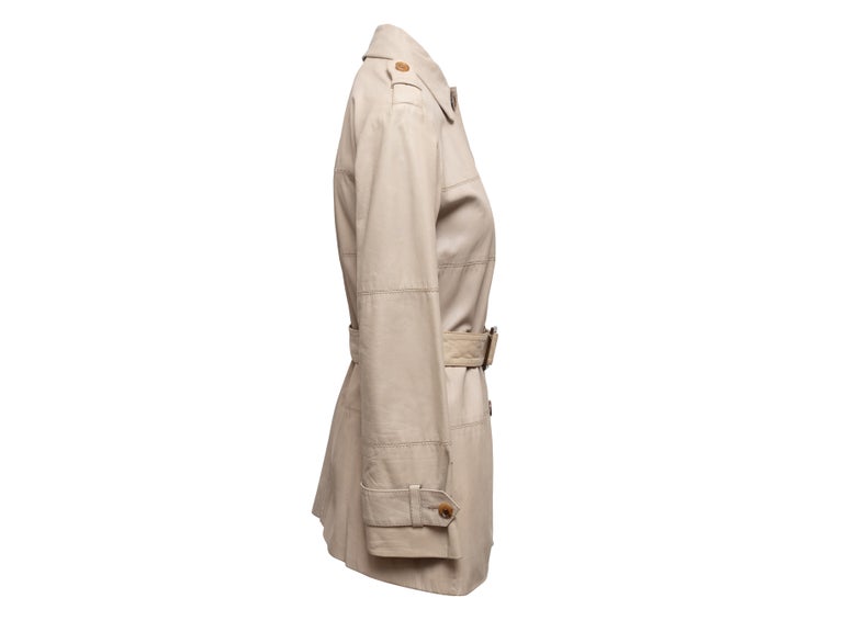 Beige Louis Vuitton Lambskin Leather Trench Coat For Sale at 1stDibs