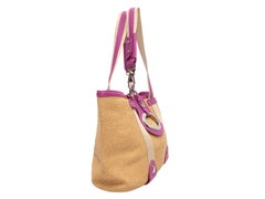 Beige & Magenta Dolce & Gabbana Straw Tote Bag