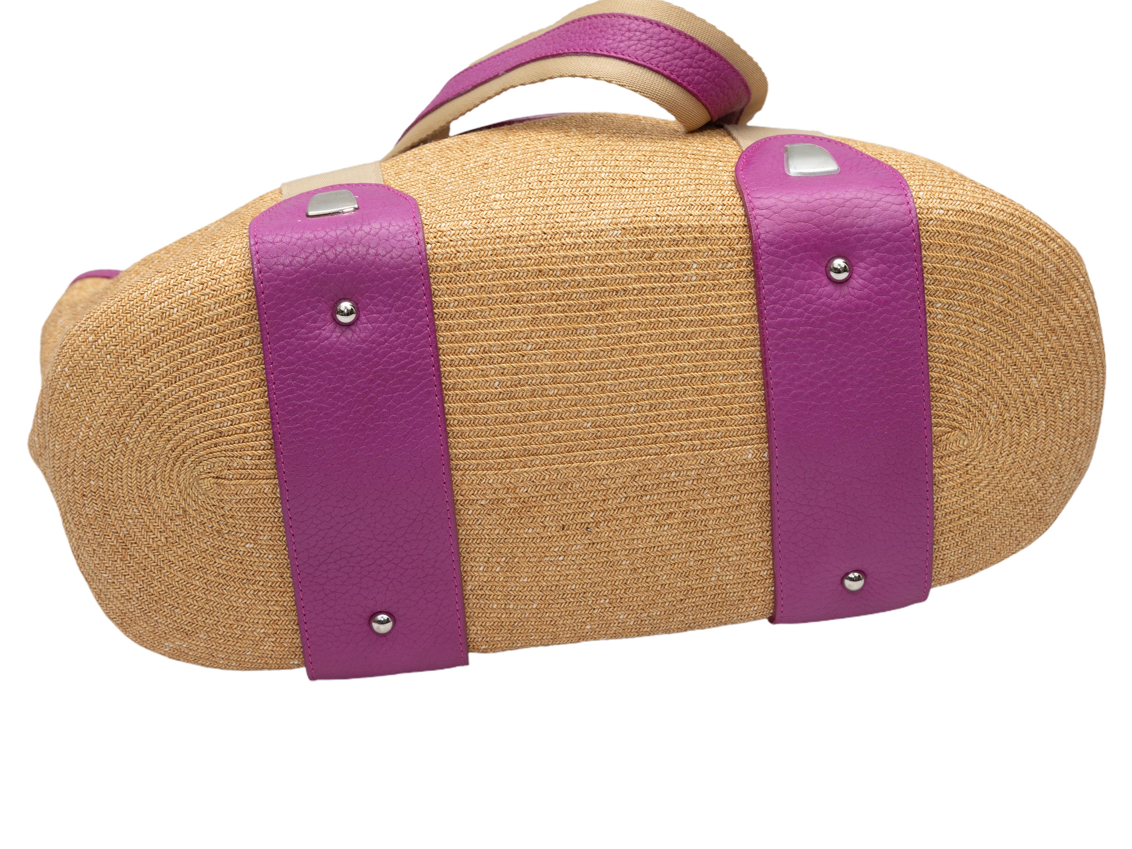 Women's Beige & Magenta Dolce & Gabbana Straw Tote Bag For Sale