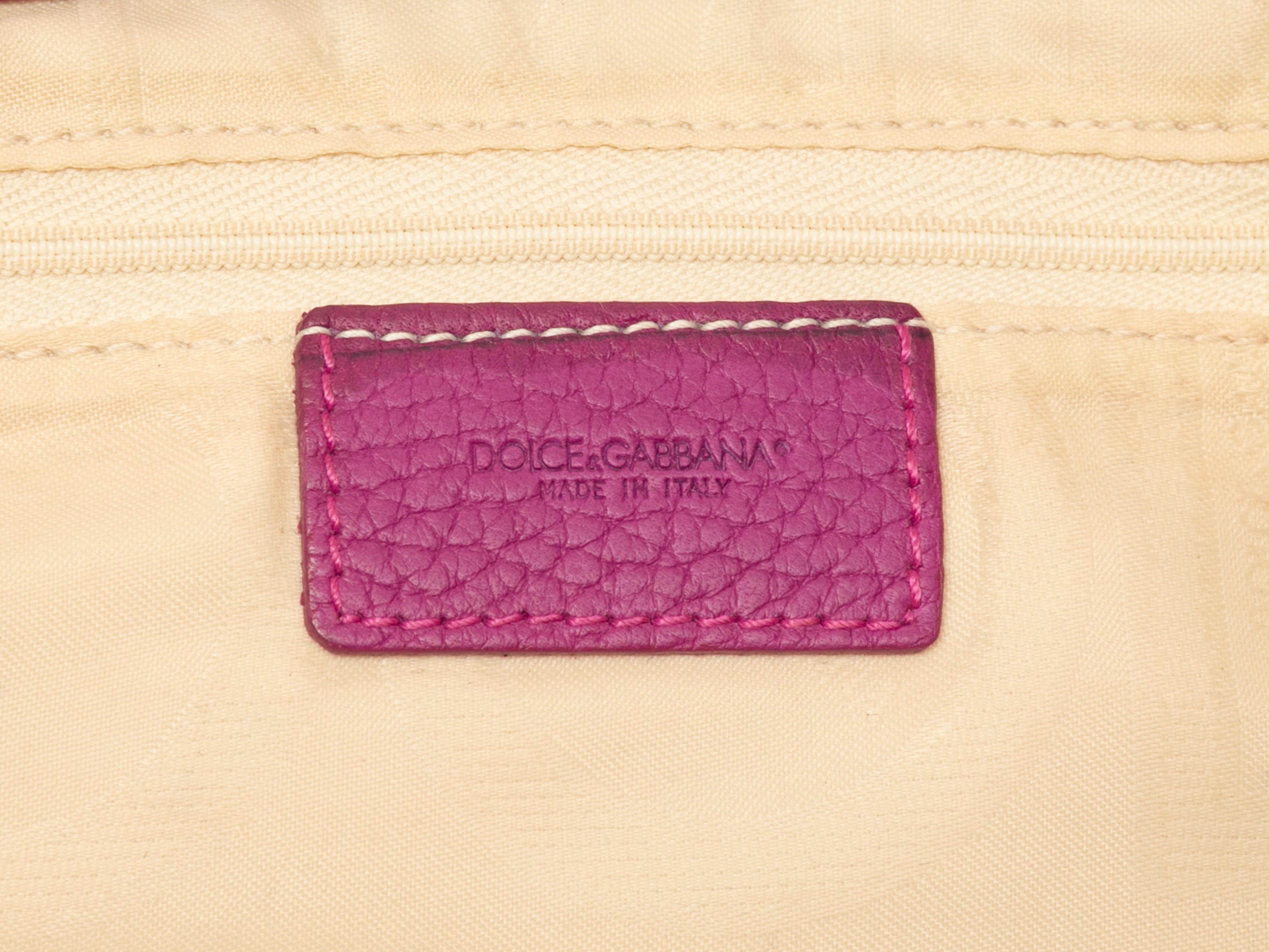 Beige & Magenta Dolce & Gabbana Straw Tote Bag For Sale 2