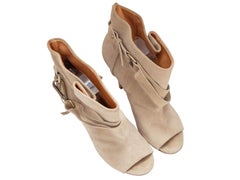 Beige Maison Margiela Suede Open-Toe Heeled Ankle Boots