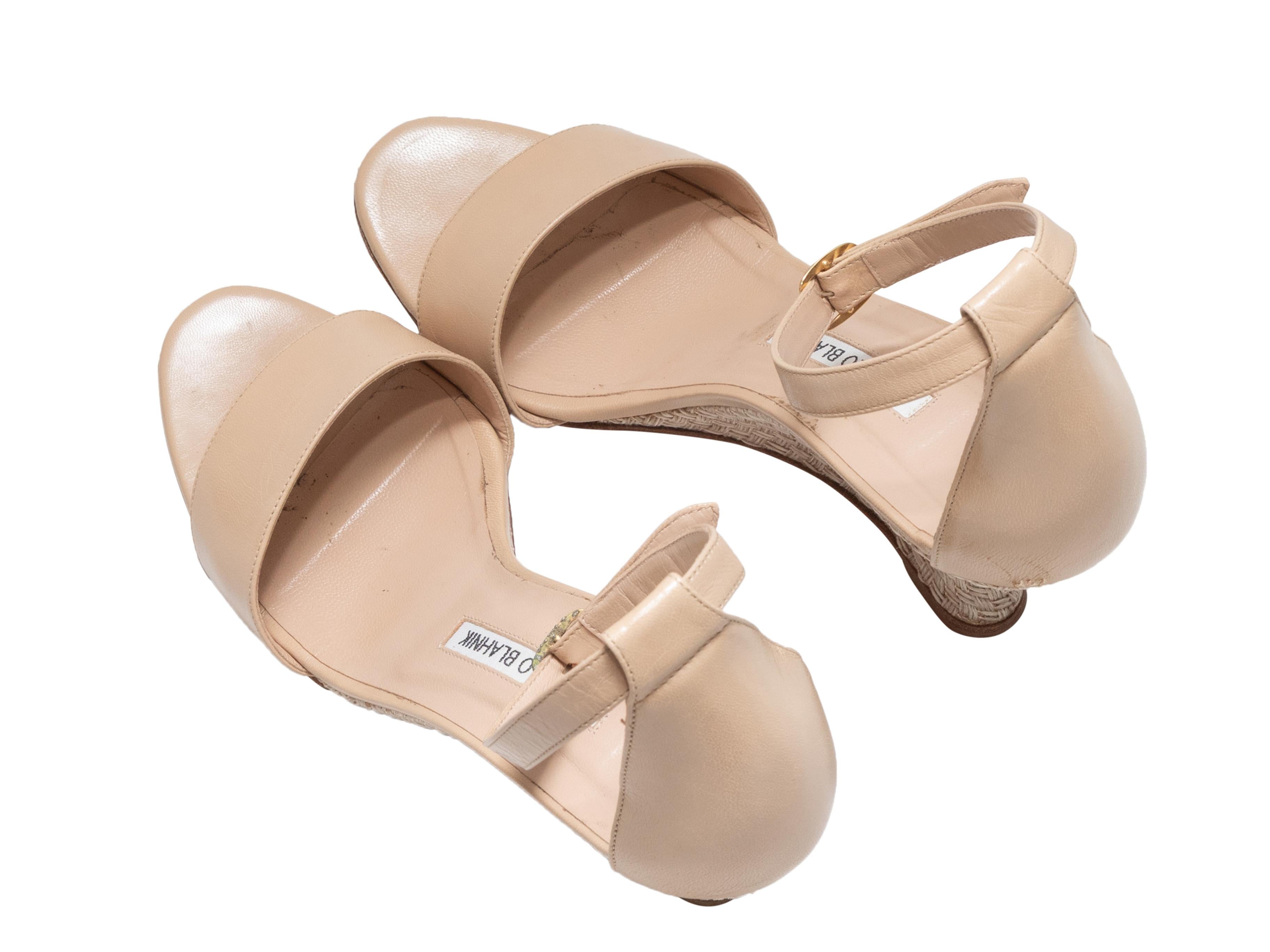 Sandalias de cuña con tira al tobillo Manolo Blahnik beige talla 38,5 Beige en venta