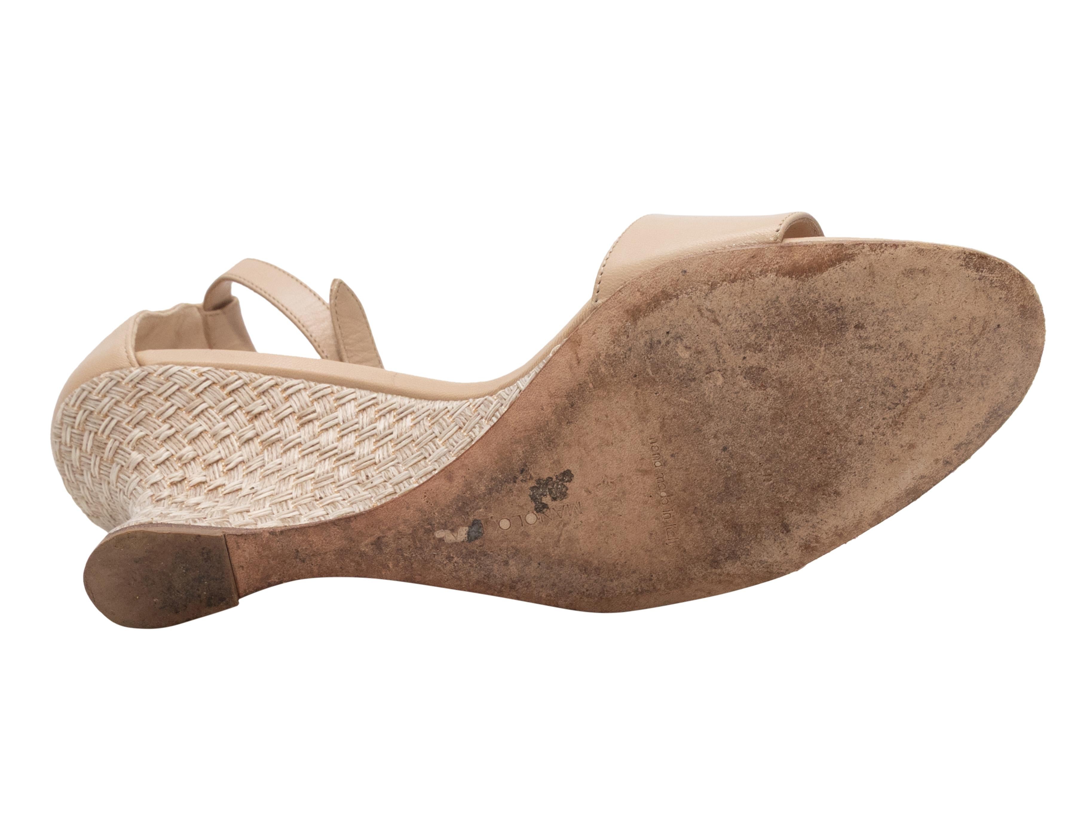 De las mujeres Sandalias de cuña con tira al tobillo Manolo Blahnik beige talla 38,5 en venta