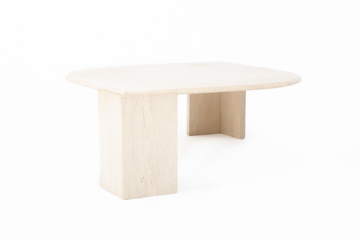 20th Century Beige marble coffee table 1980 For Sale