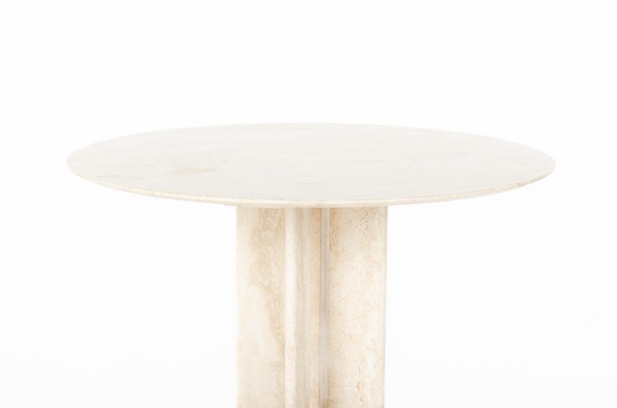 Beige marble dining table by Ligne Roset, 1970 In Good Condition For Sale In JASSANS-RIOTTIER, FR