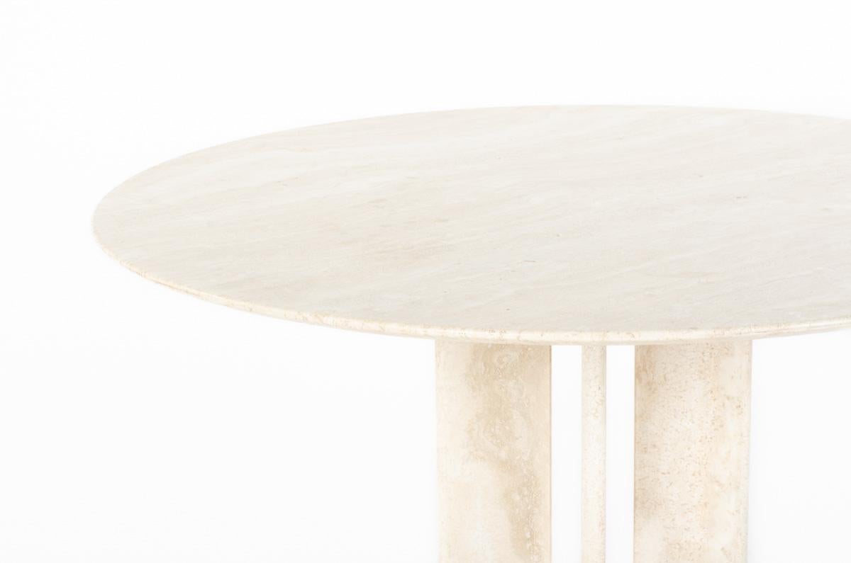Table de salle à manger en marbre beige de Ligne Roset, 1970 Bon état - En vente à JASSANS-RIOTTIER, FR