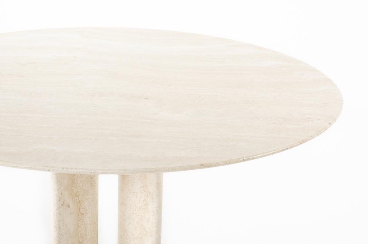 Beige marble dining table by Ligne Roset, 1970 For Sale 1