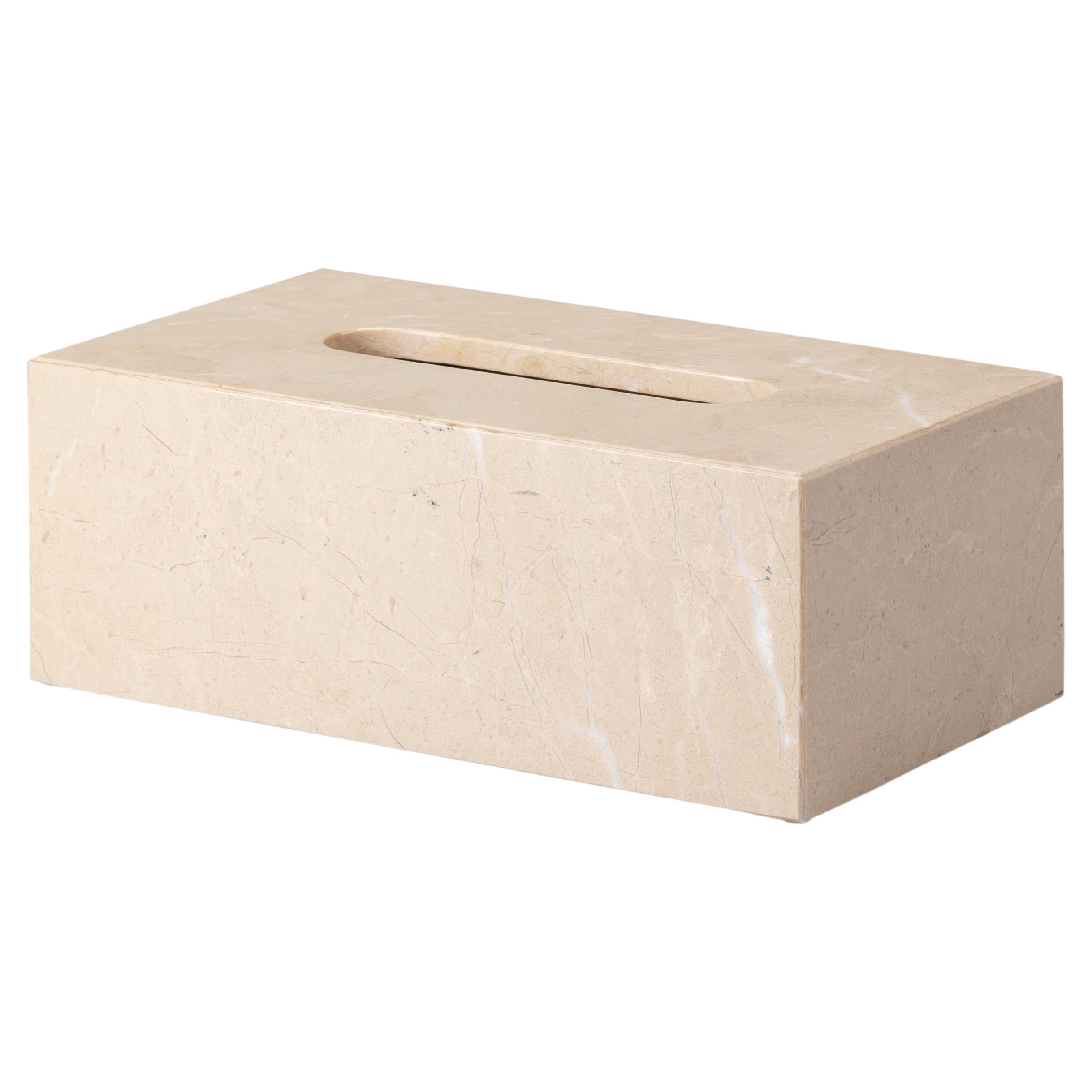 Beige Marble Rectangular Tissue Box For Sale