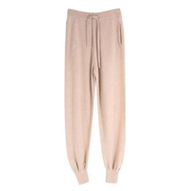 Beige marl cashmere-blend hoodie & joggers For Sale 2