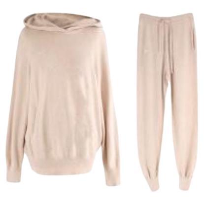 Beige marl cashmere-blend hoodie & joggers For Sale