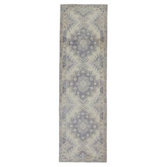 Türkischer Oushak-Läufer aus handgewebter Wolle in Beige & Mauve, 4' X 13'3"