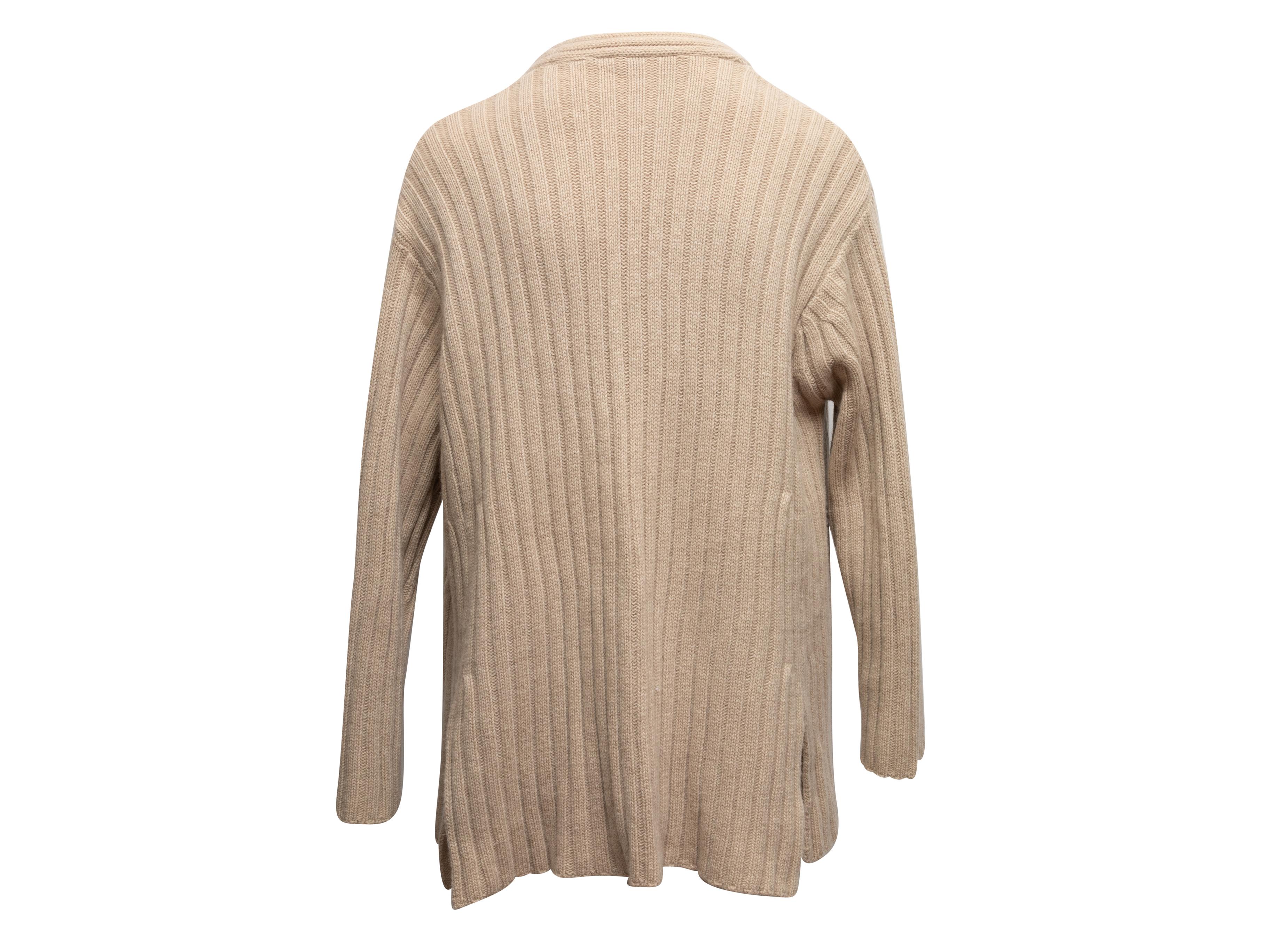 Beige Max Mara Rib Knit Cardigan Size US M In Good Condition In New York, NY