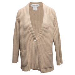 Beige Max Mara Rib Knit Cardigan Size US M