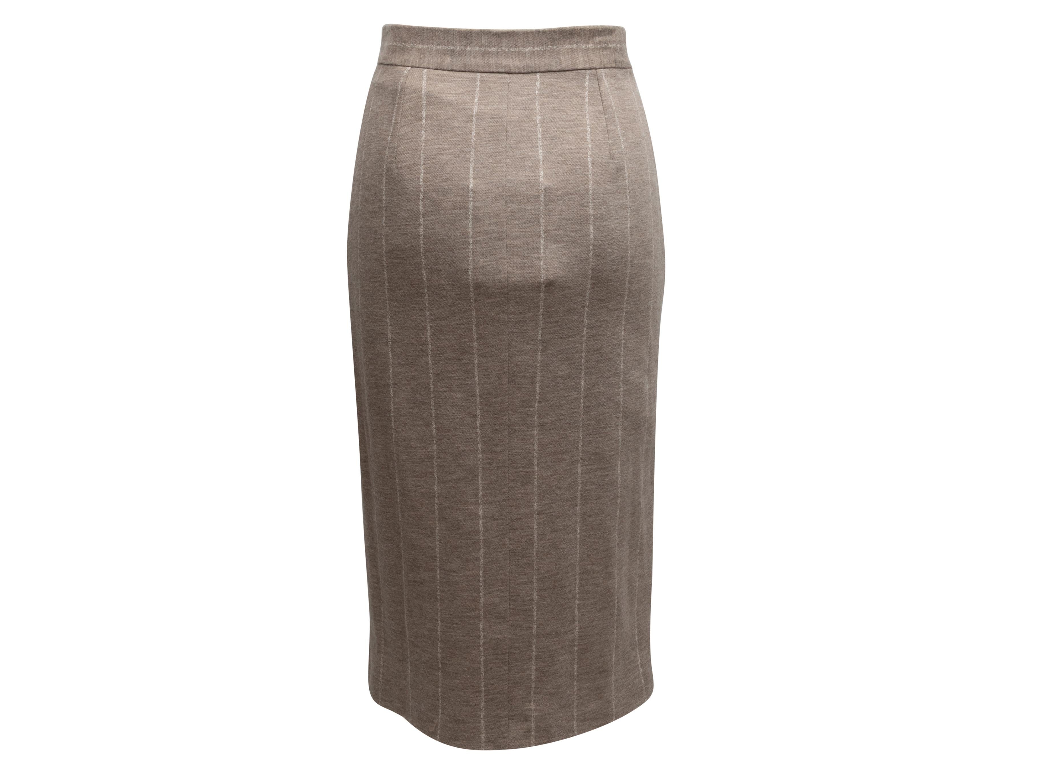 Beige Max Mara Striped Virgin Wool Pencil Skirt Size IT 38 In Good Condition For Sale In New York, NY