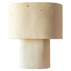Beige Medium Table Lamp in Stoneware with Drops Effect Glaze by Lucas Huillet