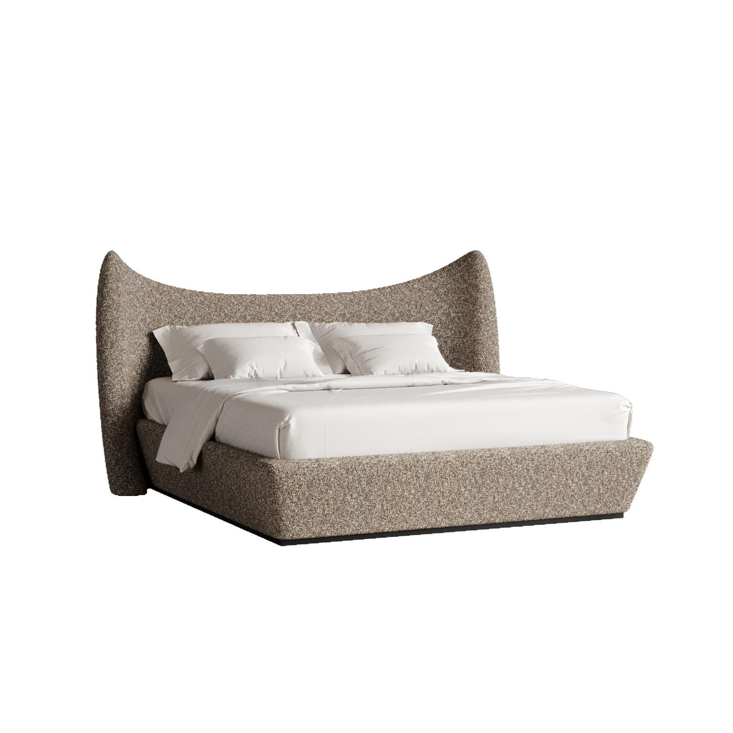Beige Memory Bed by Plyus Design
Dimensions: D 235 x W 245 x H 125 cm
Materials:  Wood, HR foam, polyester wadding, fabric upholstery
Also available in a variety of colors. 

“Memory” Bed.
Collection 