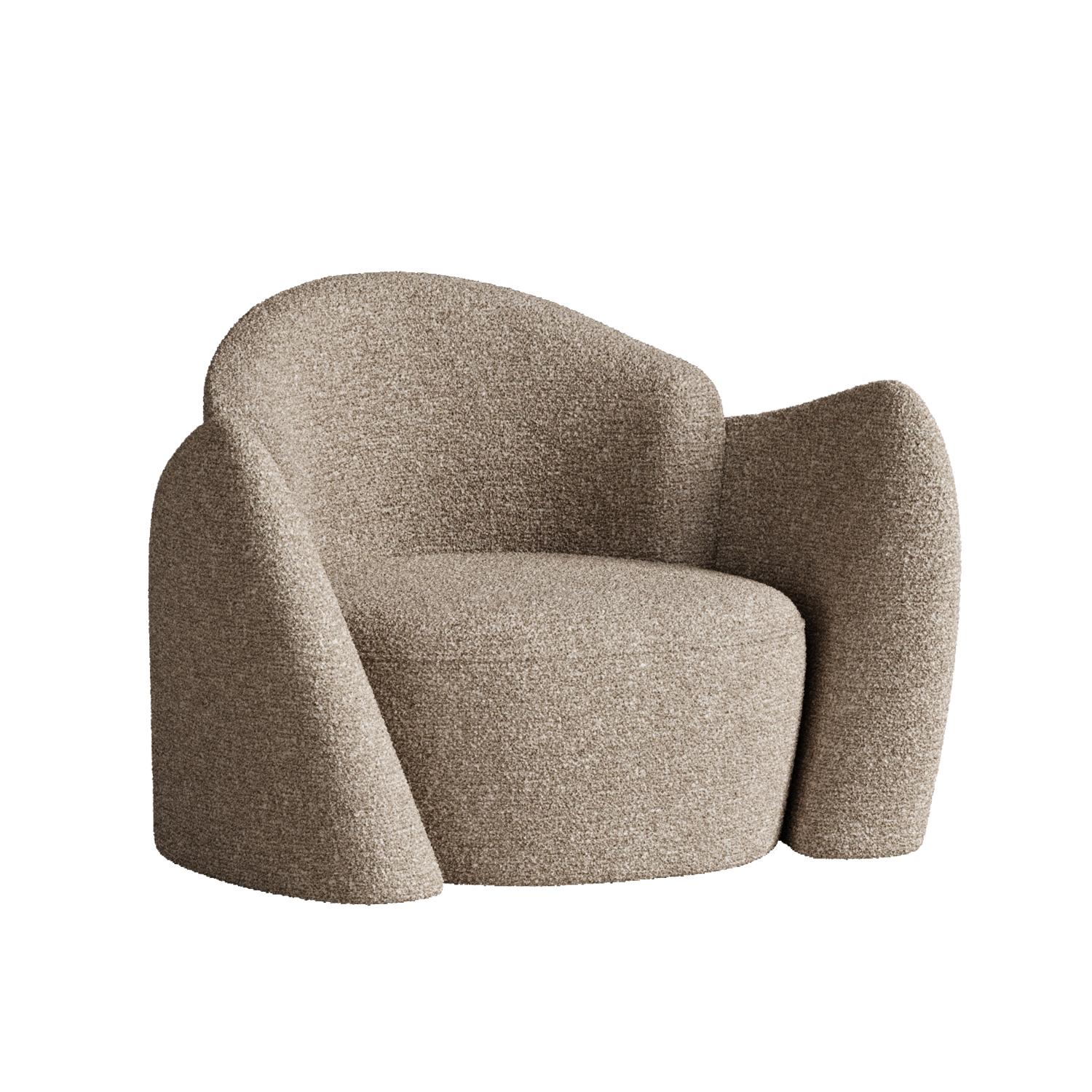 Beige Memory Chair by Plyus Design
Dimensions: D 90 x W 110 x H 80 cm
Materials:  Wood, HR foam, polyester wadding, fabric upholstery

“Memory” chair.
Collection 