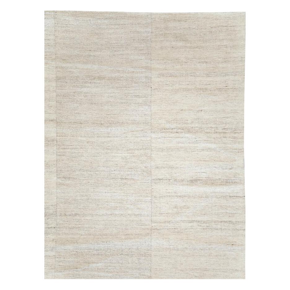 Modern Beige Mid-20th Century Handmade Turkish Flatweave Kilim Room Size Carpet