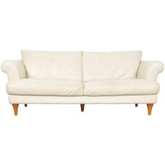 Beige Mid-Century Modern Italian Leather Sofa, 1970s