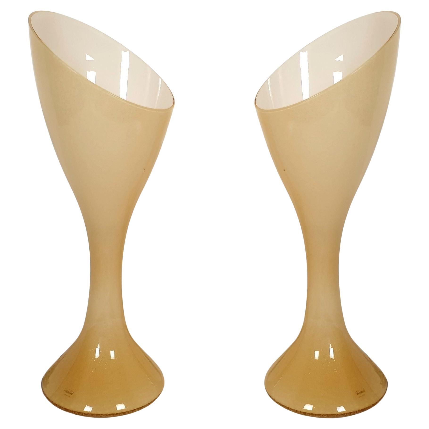 Paire de lampes en verre de Murano du milieu du siècle par Vistosi en vente