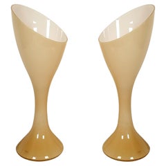 Beige Mid-Century Modern Murano Glass Lamps by Vistosi, Stamped, a Pair
