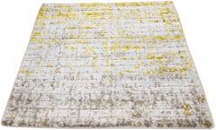 Beige Modern Abstract Hand-Knotted Wool and Silk Rug by Apadana, Nepal