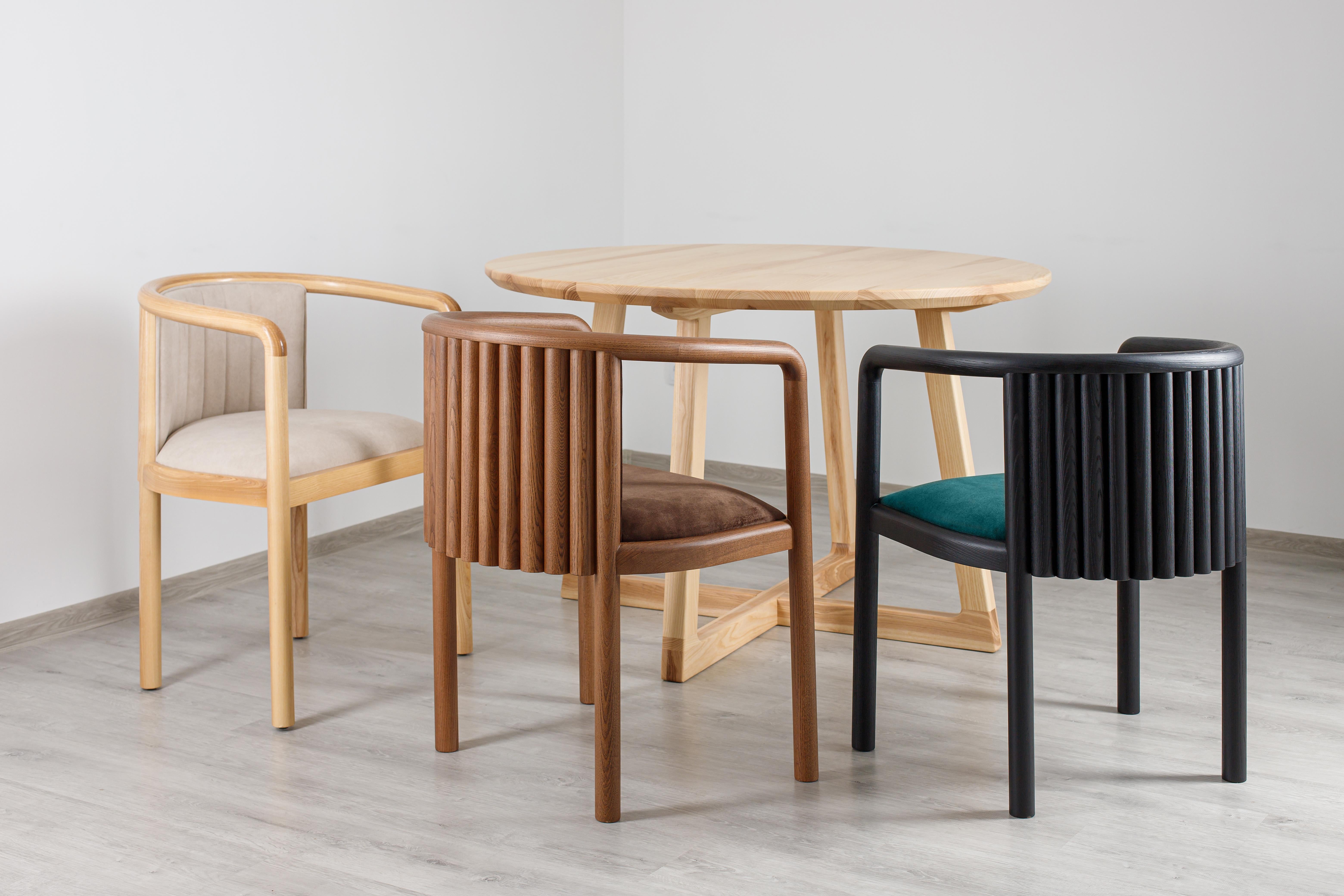 Beige Modern Alton Solid Wood Dining Chair For Sale 2