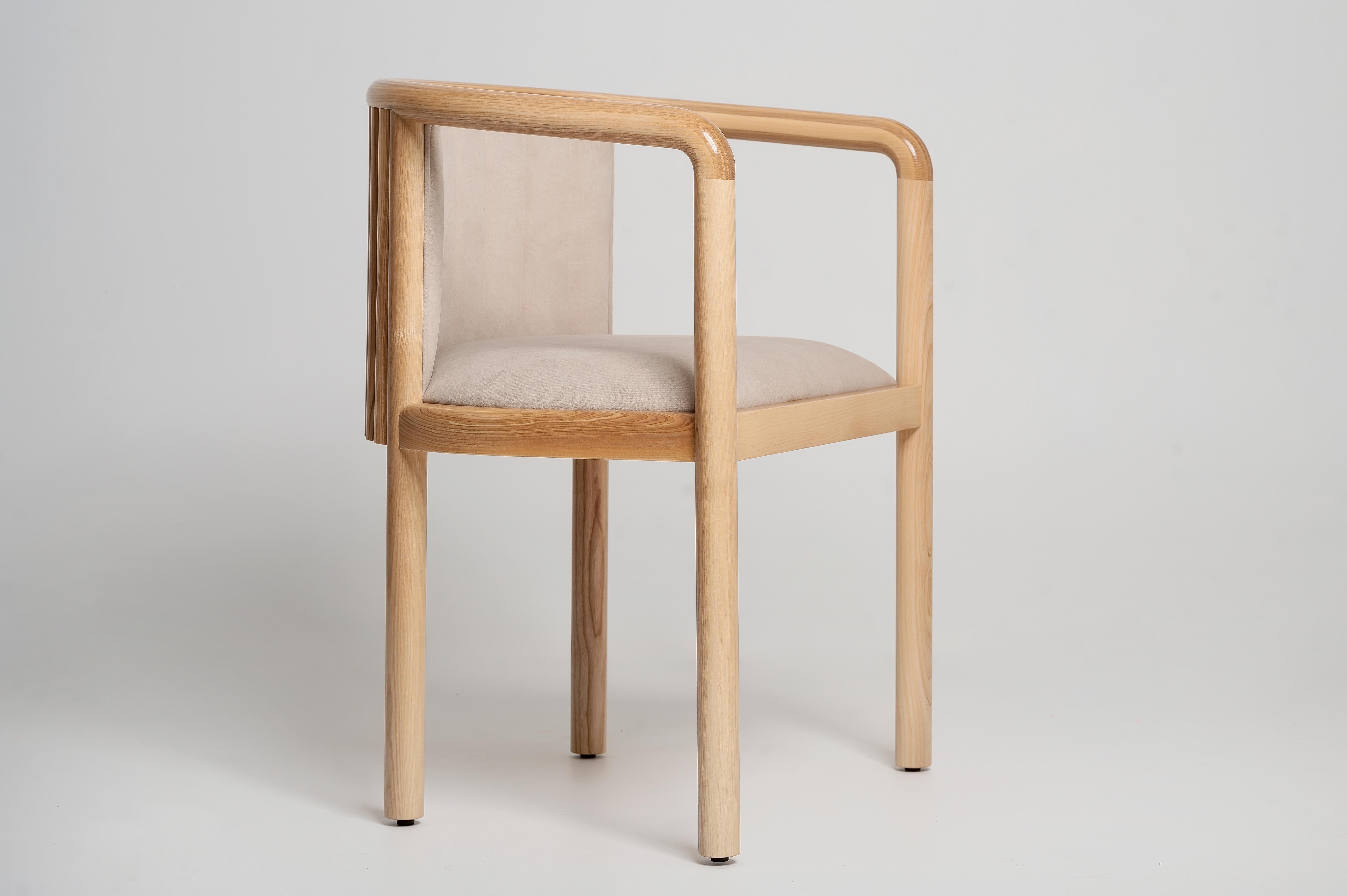 Beige Modern Alton Solid Wood Dining Chair For Sale 4