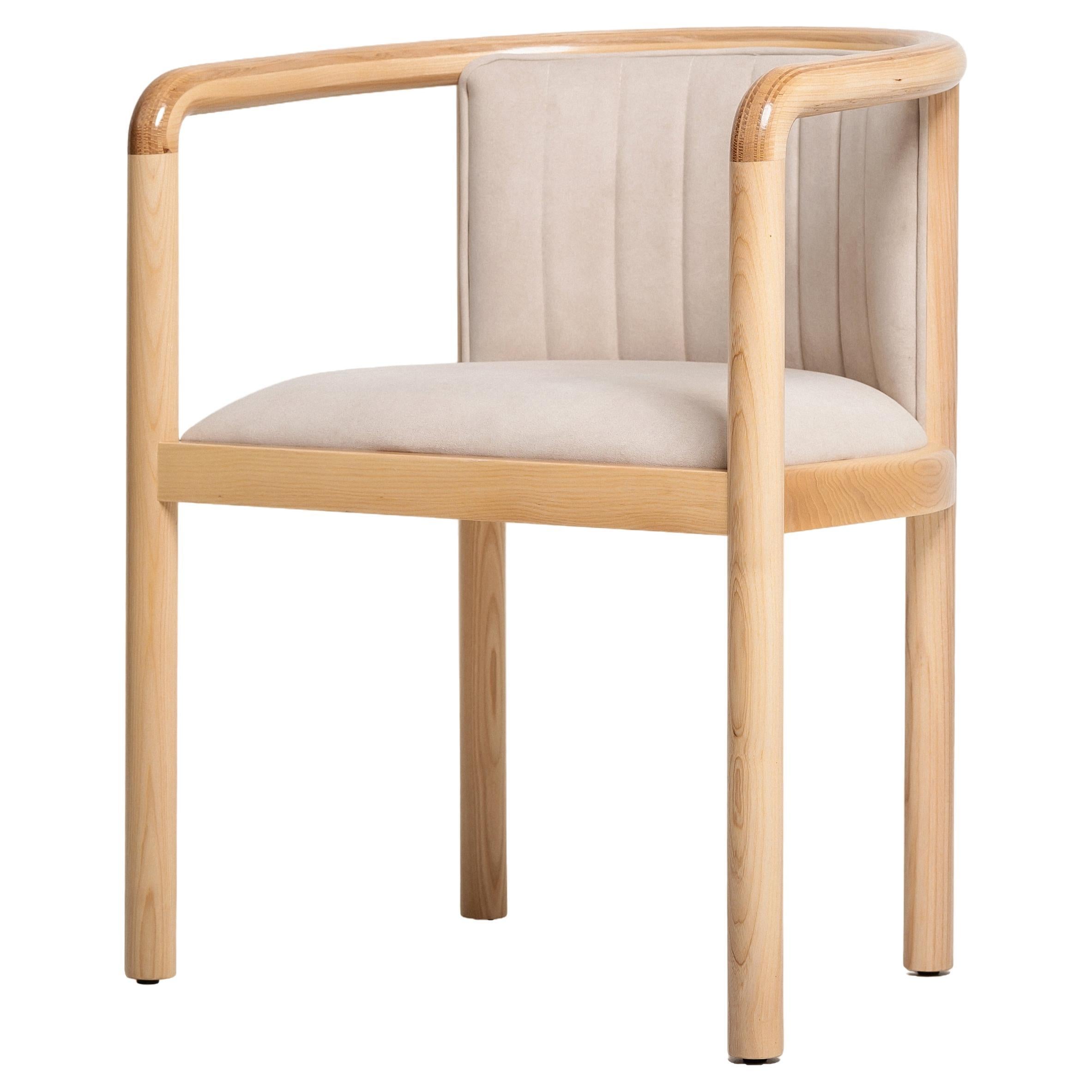 Beige Modern Alton Solid Wood Dining Chair For Sale