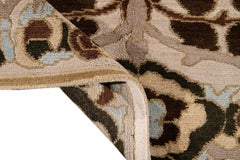 Moderner tibetischer Wollteppich im Art & Crafts-Stil in Beige