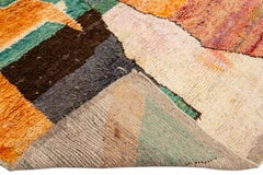 Beige Modern Beni Ourain Moroccan Handmade Multicolor Abstract Wool Rug