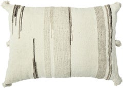 Beige Modern Boho Chic Style Wool and Cotton Pillow