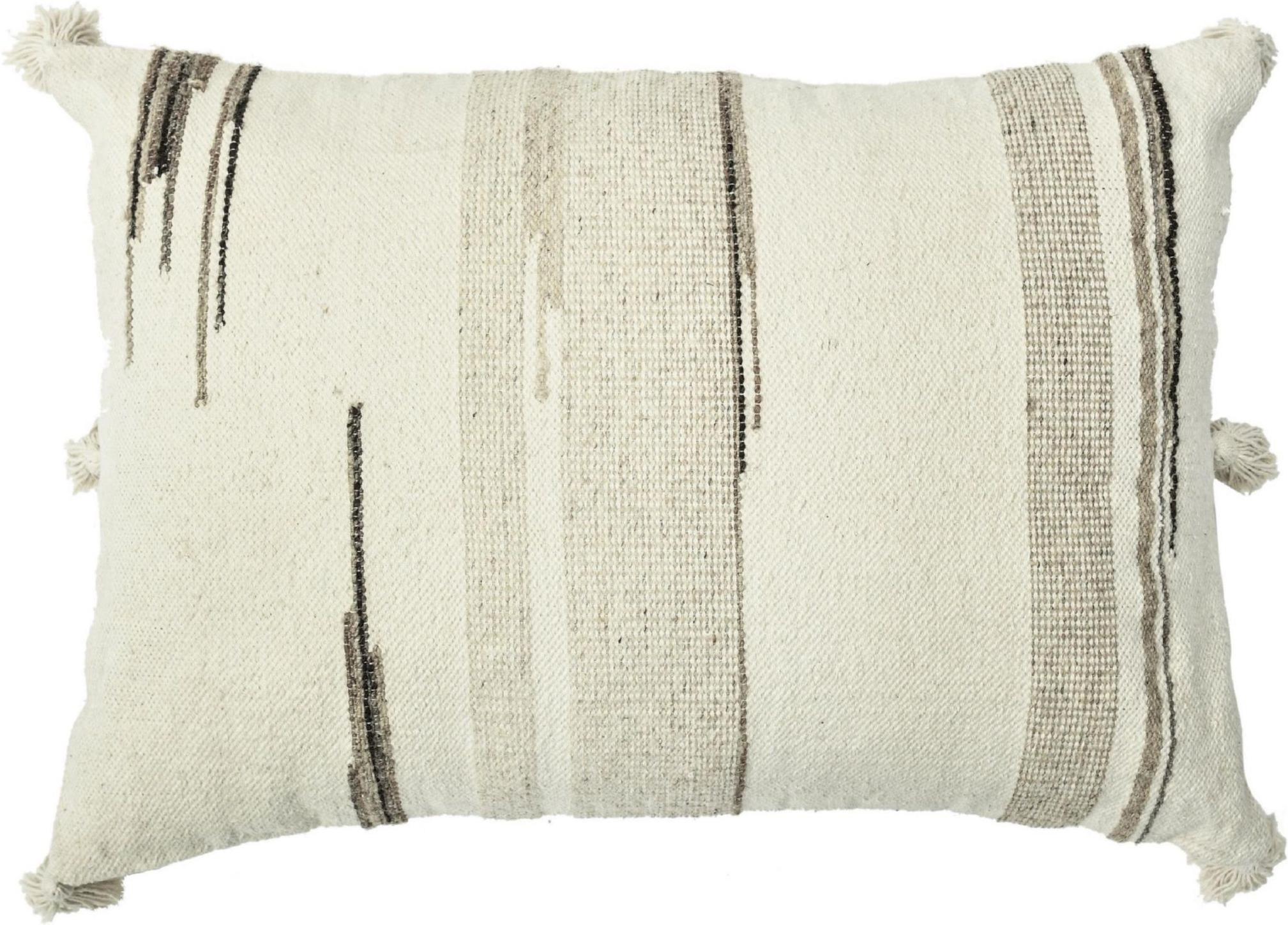 Modernes Kissen aus Wolle und Baumwolle im Boho Chic-Stil in Beige im Zustand „Neu“ im Angebot in Norwalk, CT