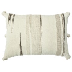 Cuscino moderno beige in lana e cotone in stile Boho Chic