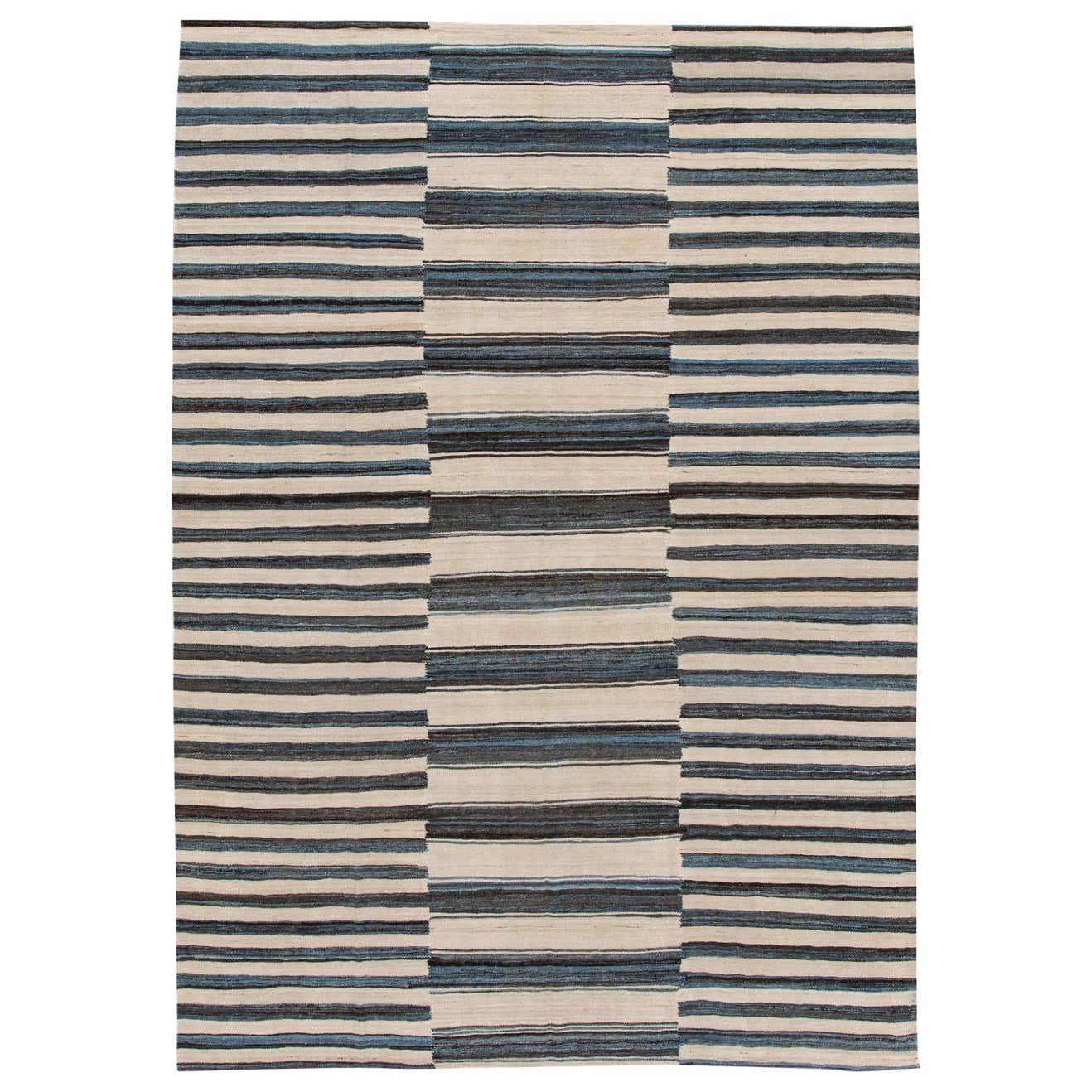 Beige Modern Flat-Weave Handmade Wool Rug For Sale at 1stDibs