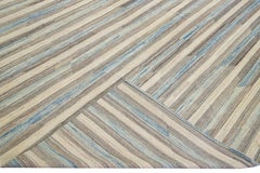Beige Modern Kilim Abstract Flat-Weave Oversize Wool Rug