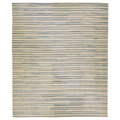 Tappeto beige moderno Rug & Kilim astratto a tessitura piatta oversize in lana