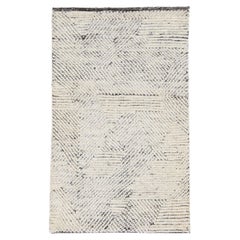 Alfombra de lana beige de estilo marroquí moderno hecha a mano a medida
