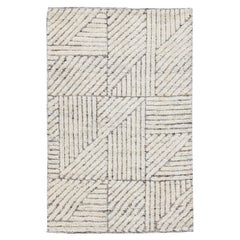 Tappeto di lana beige moderno in stile marocchino fatto a mano e personalizzato