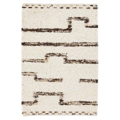 Alfombra de lana beige de estilo marroquí moderno hecha a mano a medida