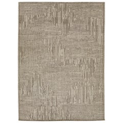Beige Modern Moroccan Style Wool Rug with Abstract Design By Apadana