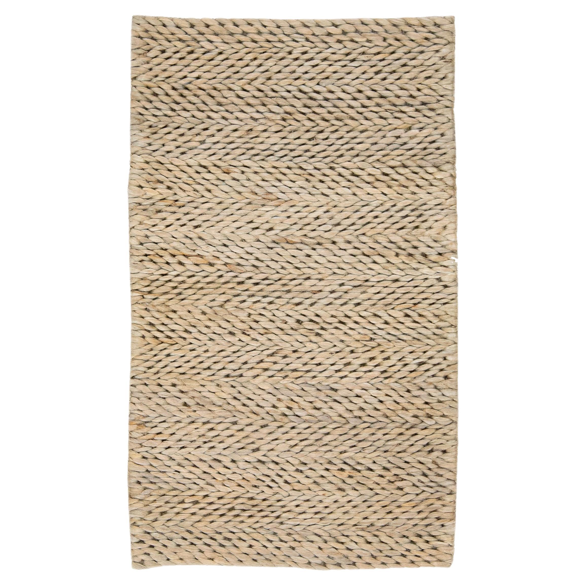 Beige Modern Natural Style Handmade Custom Jute Rug