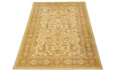 Beige Modern Turkish Oushak Rug With Allover Motif