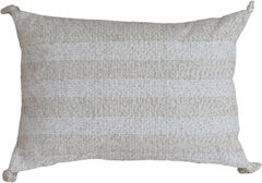 Beige Modern Wool and Cotton Pillow With Striped Pattern