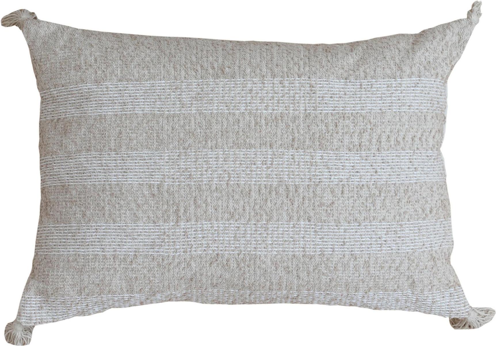 Indiano Cuscino moderno beige in lana e cotone con motivo a righe in vendita