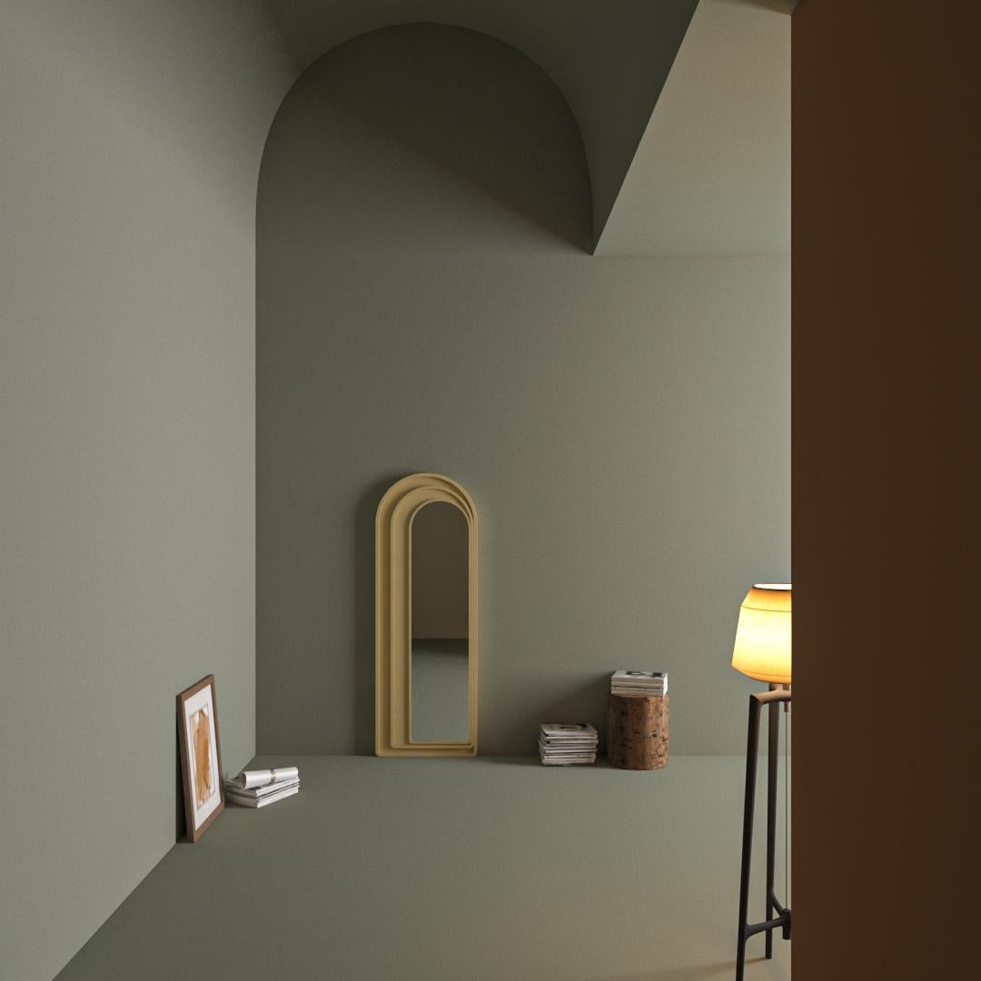 Turkish Beige Modernist Lacquered Mirror For Sale