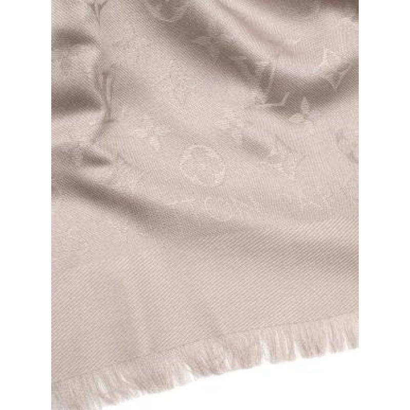 Beige monogram wool-silk shawl For Sale 2