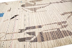 Beige Moroccan Berber Style Handmade Abstract Wool Rug